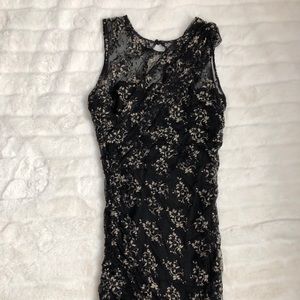 Gold Black Lace sleeveless dress